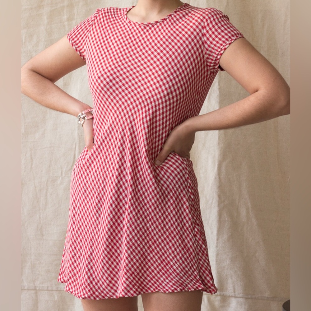 SOLD • Vintage 1990s Laundry by Shelli Segal Gingham Mini Dress